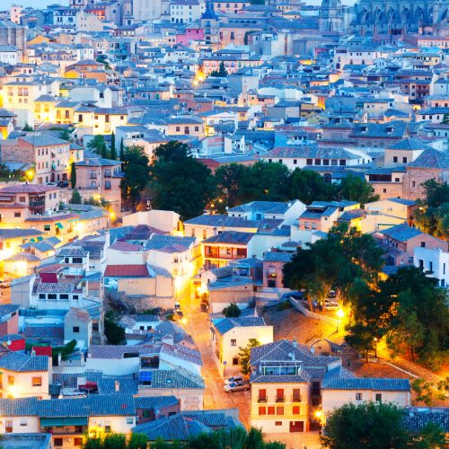 Roofs of old european town in early morning. Toledo, Spain